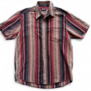 Lerros Men’s Casual Short Sleeve Button Down Retro Striped Cotton Shirt Medium